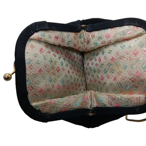 Vintage Mini Purse Black Gold Chain and Hardware - Picture 2 of 14